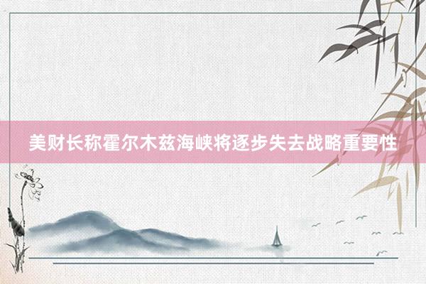 美财长称霍尔木兹海峡将逐步失去战略重要性