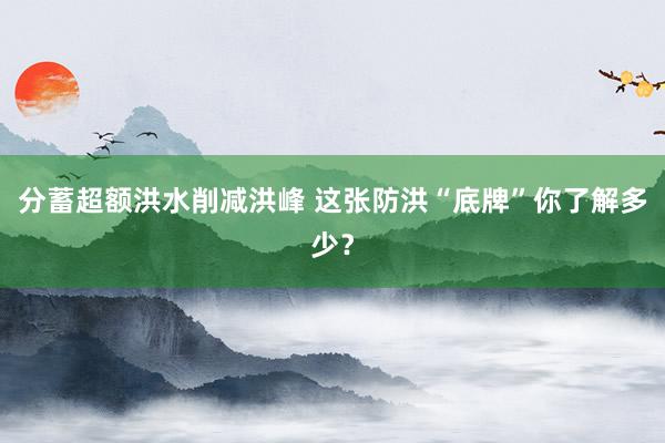分蓄超额洪水削减洪峰 这张防洪“底牌”你了解多少？