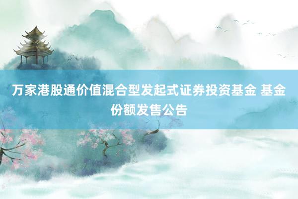 万家港股通价值混合型发起式证券投资基金 基金份额发售公告