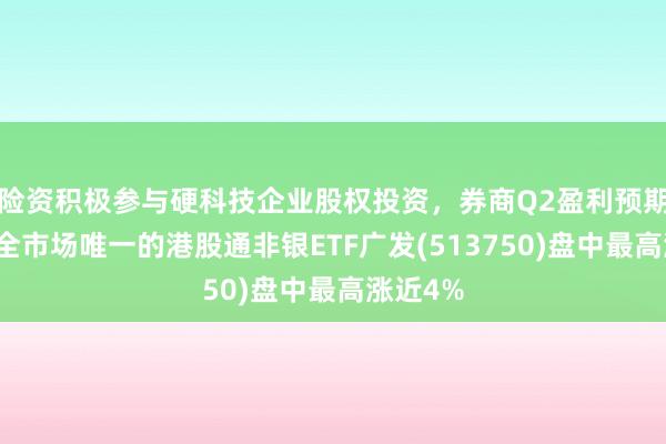 险资积极参与硬科技企业股权投资，券商Q2盈利预期提升，全市场唯一的港股通非银ETF广发(513750)盘中最高涨近4%