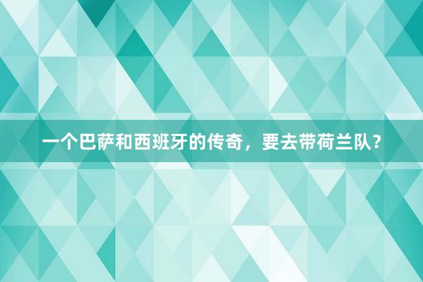 一个巴萨和西班牙的传奇，要去带荷兰队？