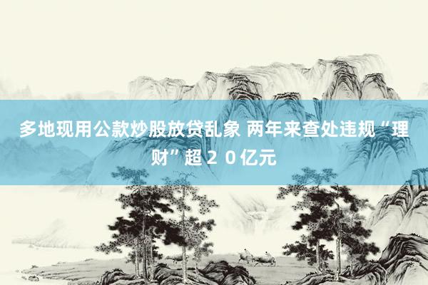 多地现用公款炒股放贷乱象 两年来查处违规“理财”超２０亿元