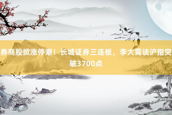 券商股掀涨停潮！长城证券三连板，李大霄谈沪指突破3700点