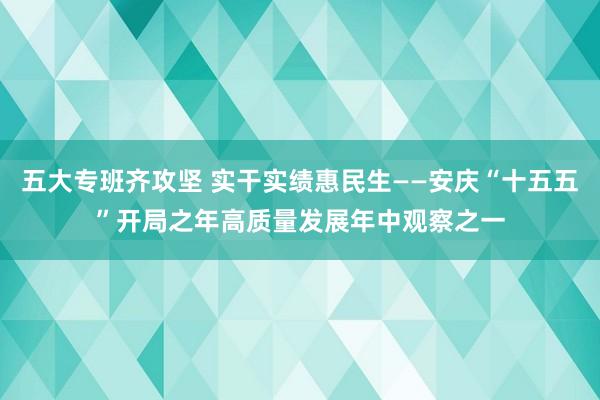 五大专班齐攻坚 实干实绩惠民生——安庆“十五五”开局之年高质量发展年中观察之一