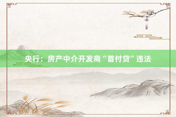 央行：房产中介开发商“首付贷”违法