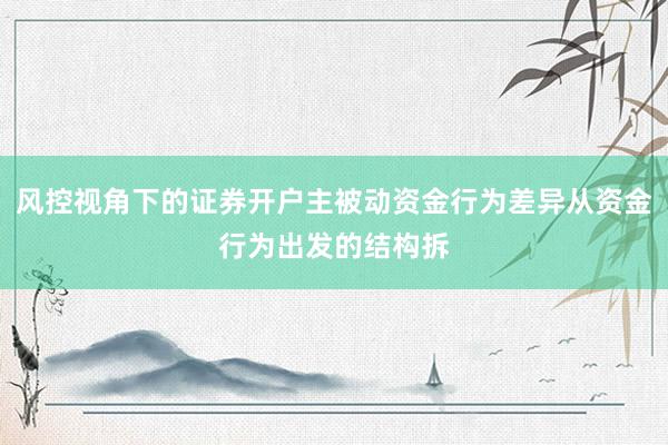 风控视角下的证券开户主被动资金行为差异从资金行为出发的结构拆