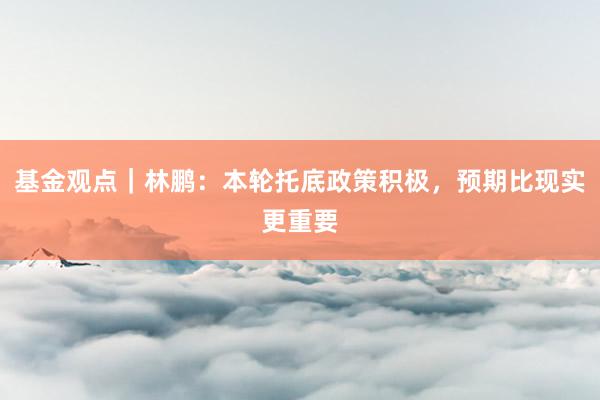 基金观点｜林鹏：本轮托底政策积极，预期比现实更重要
