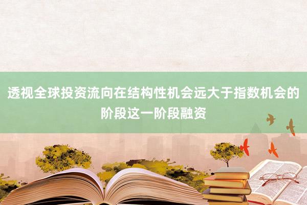 透视全球投资流向在结构性机会远大于指数机会的阶段这一阶段融资