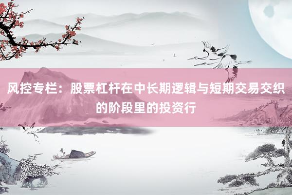 风控专栏：股票杠杆在中长期逻辑与短期交易交织的阶段里的投资行