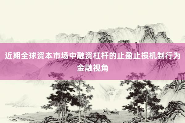 近期全球资本市场中融资杠杆的止盈止损机制行为金融视角