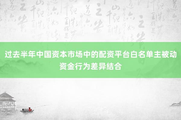 过去半年中国资本市场中的配资平台白名单主被动资金行为差异结合