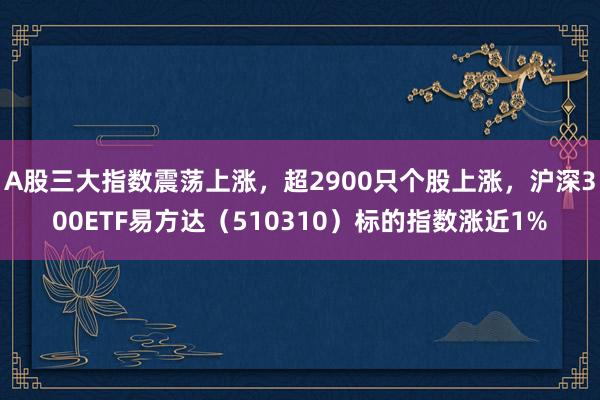 A股三大指数震荡上涨，超2900只个股上涨，沪深300ETF易方达（510310）标的指数涨近1%
