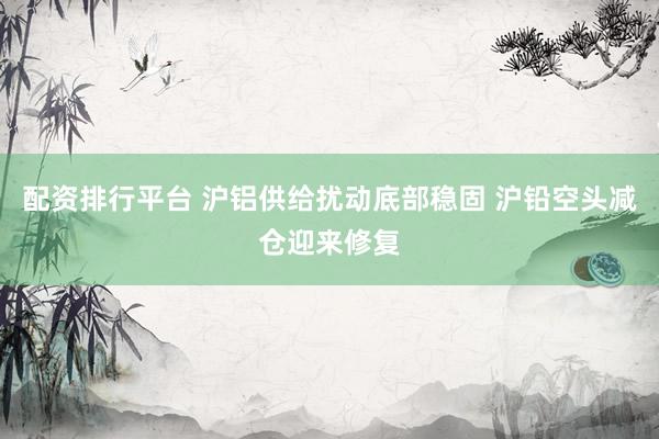 配资排行平台 沪铝供给扰动底部稳固 沪铅空头减仓迎来修复