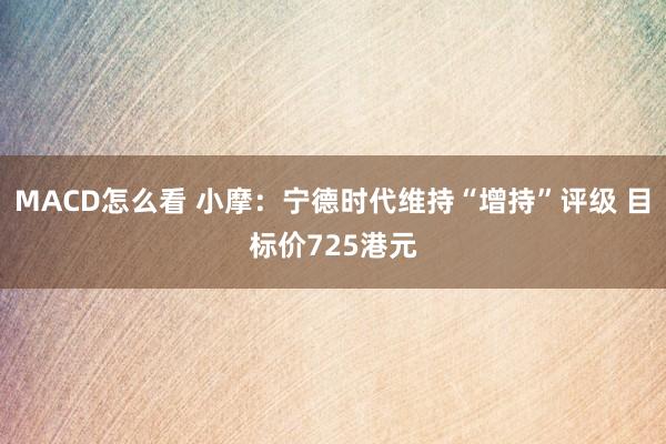 MACD怎么看 小摩：宁德时代维持“增持”评级 目标价725港元