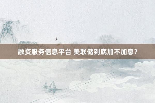 融资服务信息平台 美联储到底加不加息？