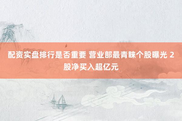 配资实盘排行是否重要 营业部最青睐个股曝光 2股净买入超亿元