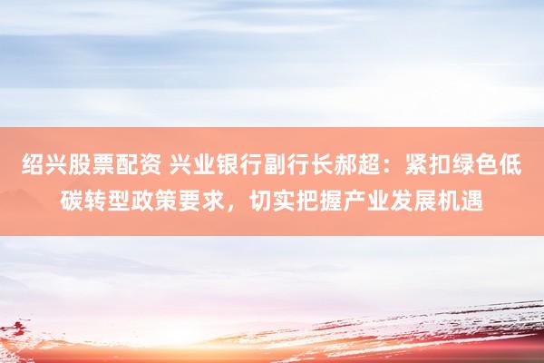 绍兴股票配资 兴业银行副行长郝超：紧扣绿色低碳转型政策要求，切实把握产业发展机遇