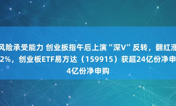 风险承受能力 创业板指午后上演“深V”反转，翻红涨4.2%，创业板ETF易方达（159915）获超24亿份净申购