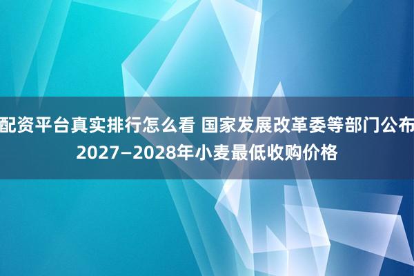 配资平台真实排行怎么看 国家发展改革委等部门公布2027—2028年小麦最低收购价格
