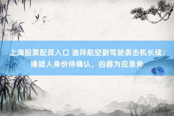 上海股票配资入口 迪拜航空副驾驶袭击机长续：嫌疑人身份待确认，凶器为应急斧
